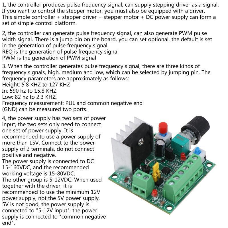 Stepper Motor Drive PWN Controller Signal Generator DC 5-12V/15-160V Adjustable