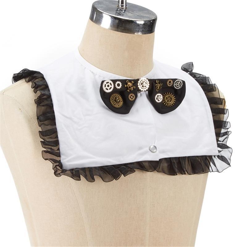 Half Shirt Crop Top Steampunk Bowknot False Collar Apparel Accessories for Women