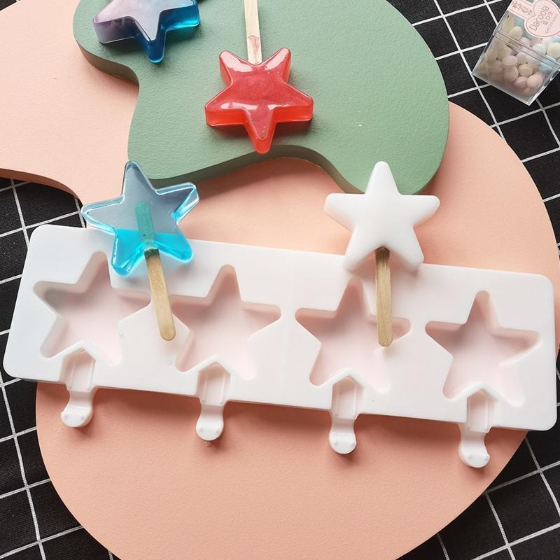 Popsicles Molds Set Silicone 4 Cavities Oval Cake Pop Molds Popsicles Molds