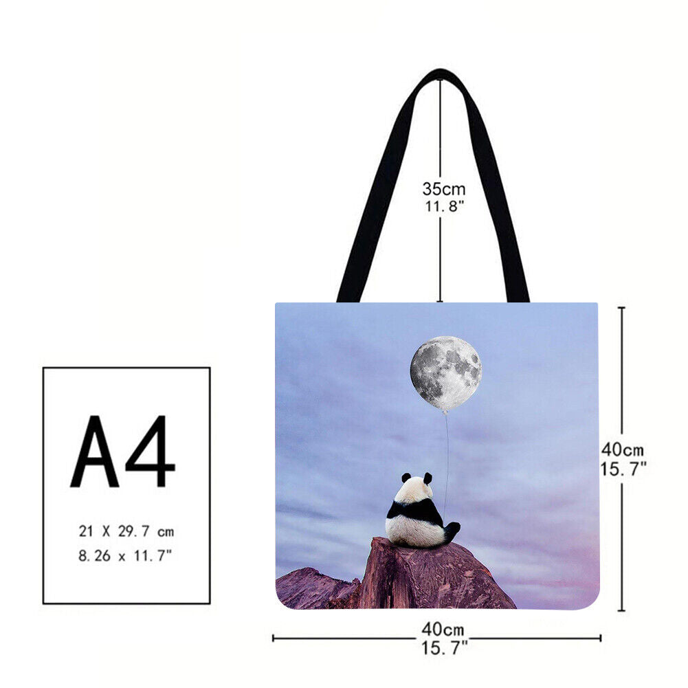Panda Printed Shoulder Shopping Bag Casual Large Tote Handbag (40*40cm)