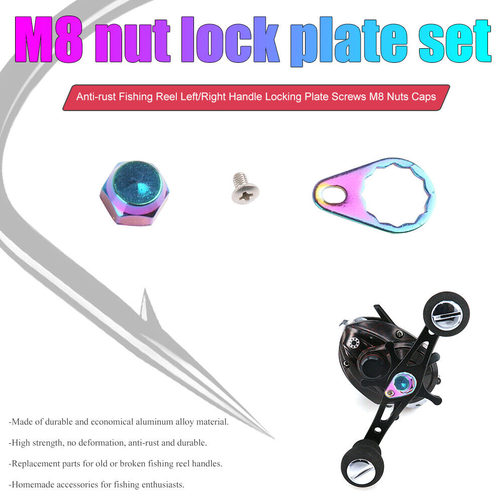 Fishing Reel Locking Plate Screws M8 Nut Caps Repair Set (Multicolor Right)