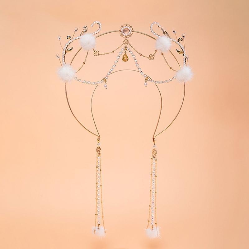 Tassel Crown Shape Hair Hoop Cute Wash Face Hair Holder Festival Party Headwear