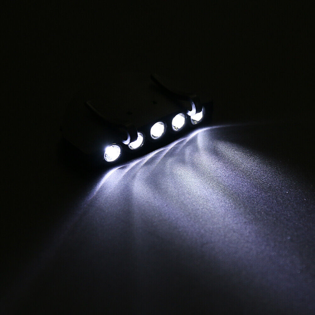 Clip-on Cap Hat Lamps 5 LED Headlamp Flashlight Camping Fishing Head Light