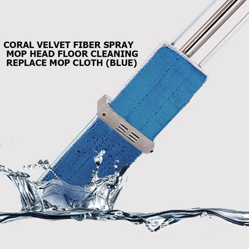 Coral Velvet Fiber Spray Mop Head Floor Cleaning Replace Mop Cloth (Blue)