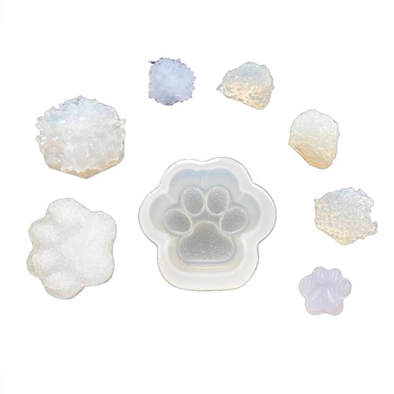 8xDIY Crystal Epoxy Cat Claw Silicone Mold Quicksand Hollow Cat Paw Sparkle Mold