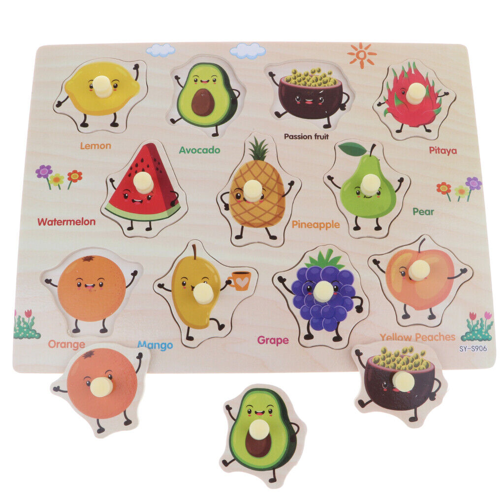 2PCS Wooden Peg Puzzles Educational and Learning Puzzle  Children -
