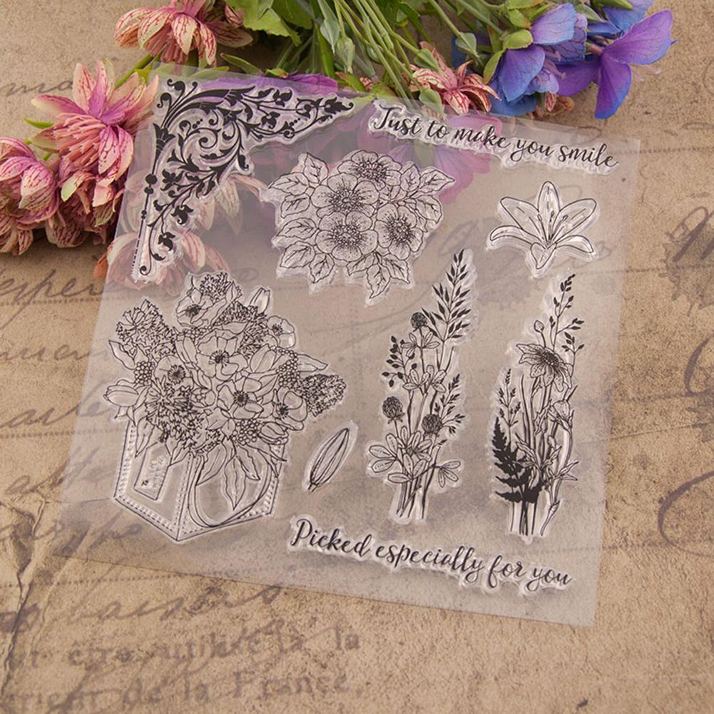 Flower Printed Silicone Transparent Seals Clear Stamps for DIY Scrapbooking