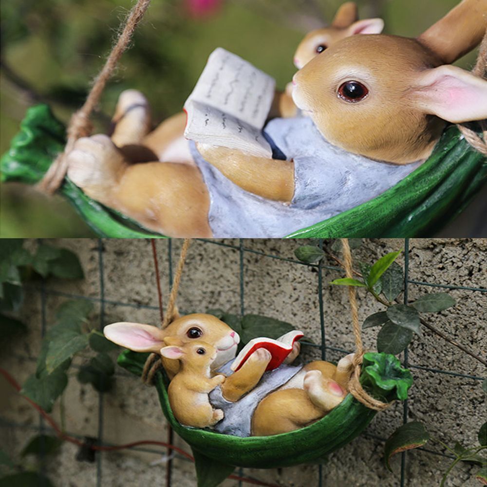 Ornament Rabbit Statue Swing Rabbit Garden Decoration Household Ornament