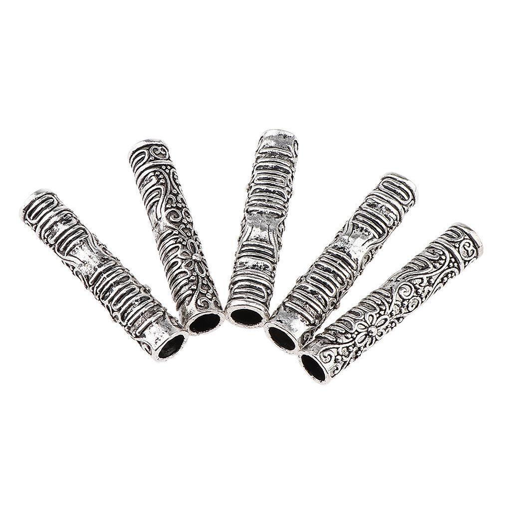 5x Long Hair Cuffs Alloy Dreadlock Beads For DIY Hairstyle Braids Ponytail