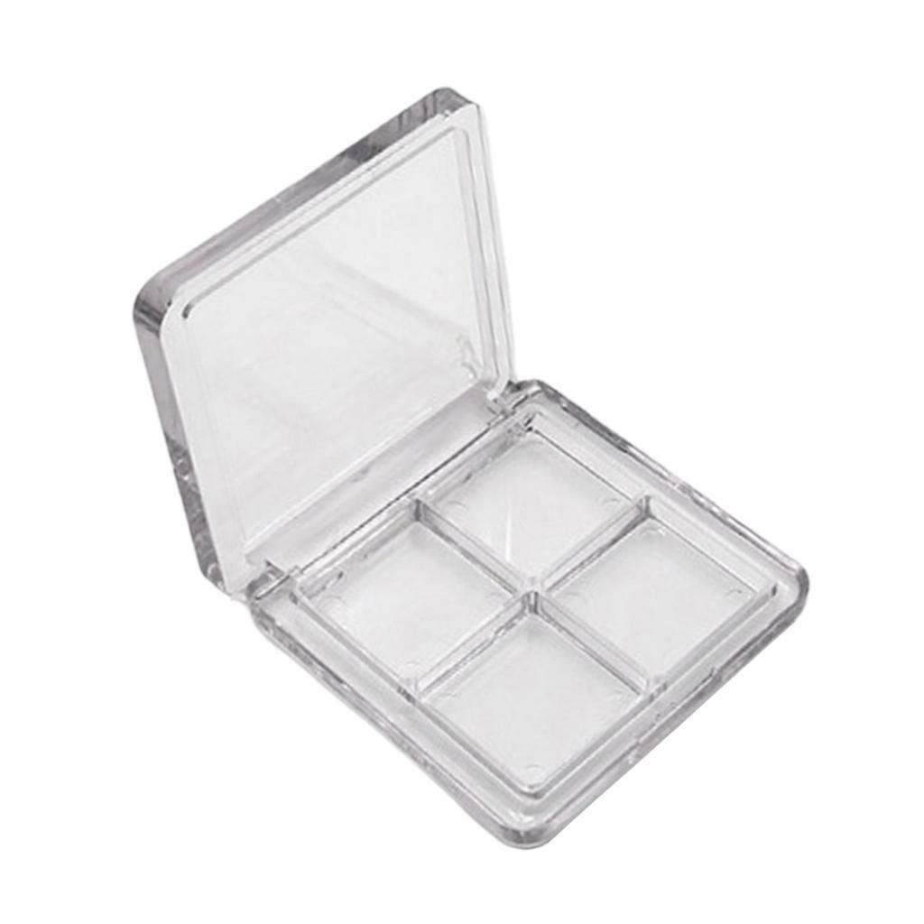 4 Compartments Plastic Portable Eyeshadow Case Travel Blush Lipstick Powder Tray