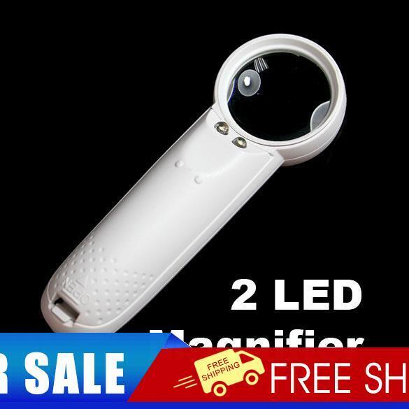 2 LED Light 15X Magnifying Glass Lens Reading Loupe Hand Held Magnifiers