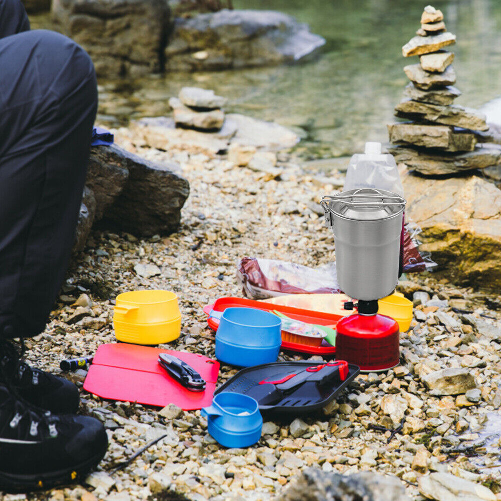 Foldable Cooking Tableware Pots Outdoor Camping Picnic Cookware Coffee Cups
