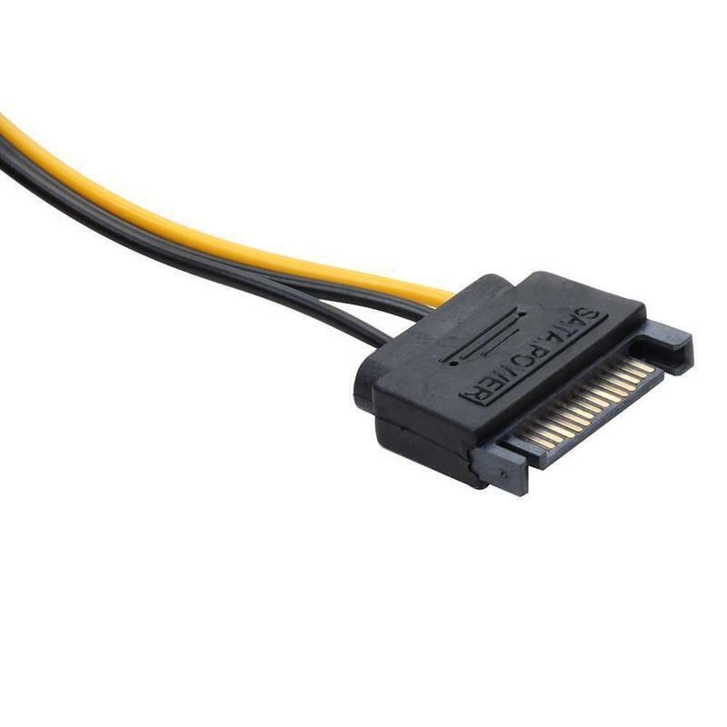 Sata Dual 15p Male Splitter to PCIE 6p Converter Reverse Power Supply Line 20cm