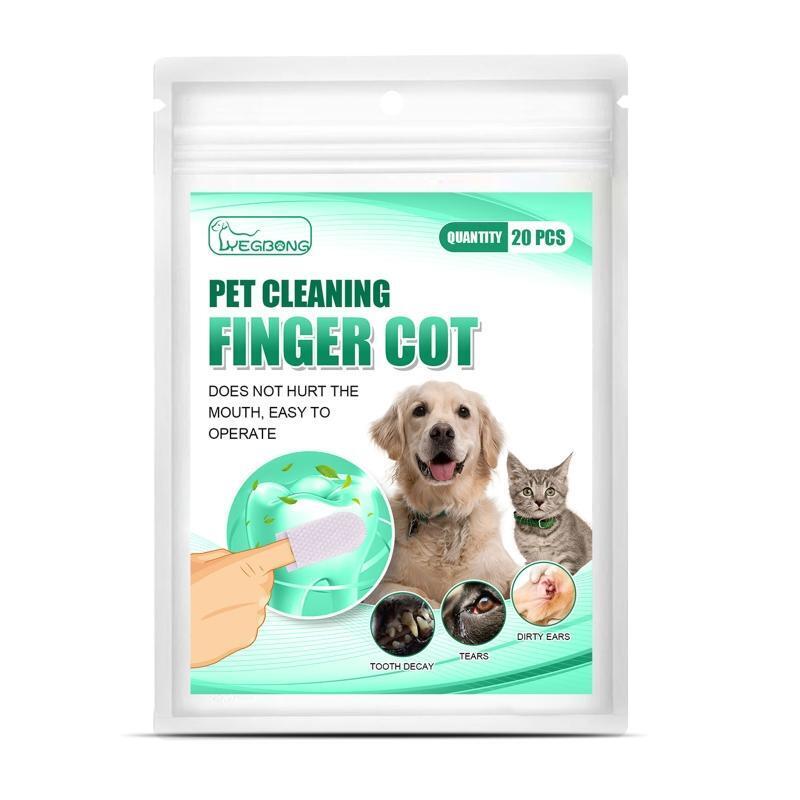 20 Pcs Dog Toothbrush Soft Pet Finger Toothbrush Non-Woven Fabric Dental Wipes