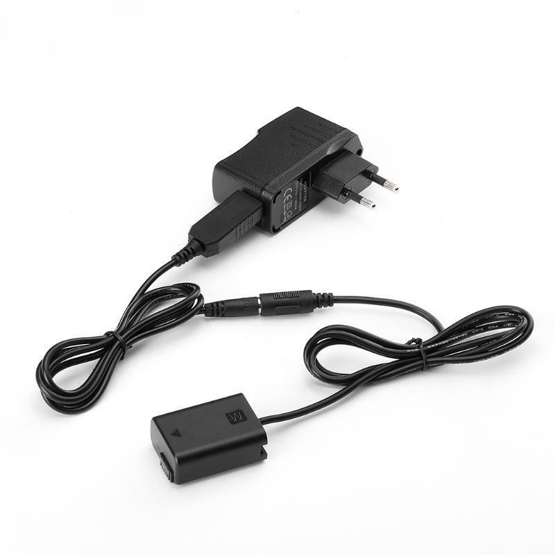 NP-FW50 Dummy Battery Eliminator + 5V 3A EU USB Power Adapter for -Sony Cameras