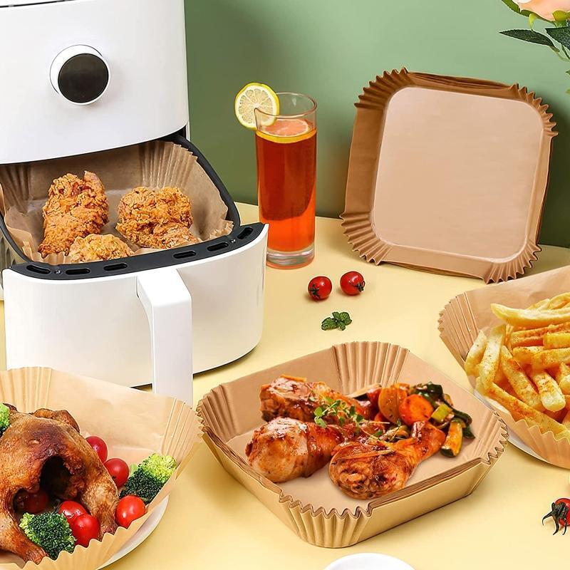 100 PCS Air Fryer Disposable Paper Pad Air Fryer Liner Square Baking Papers