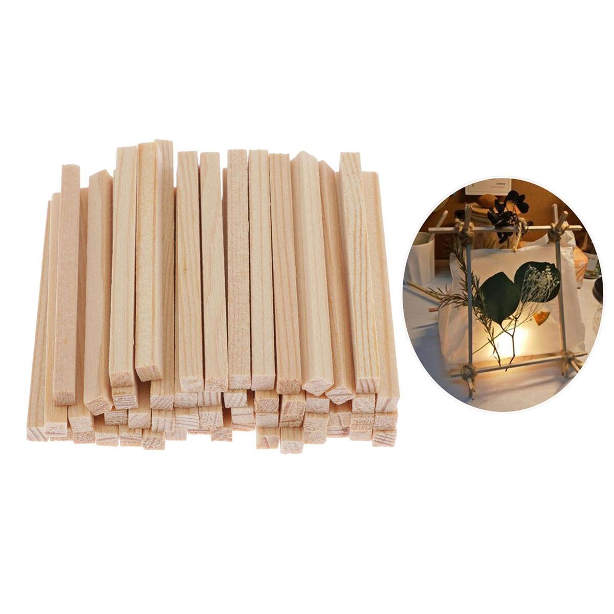 100 * Unfinished Wooden Sticks  Rod Poles Unpainted