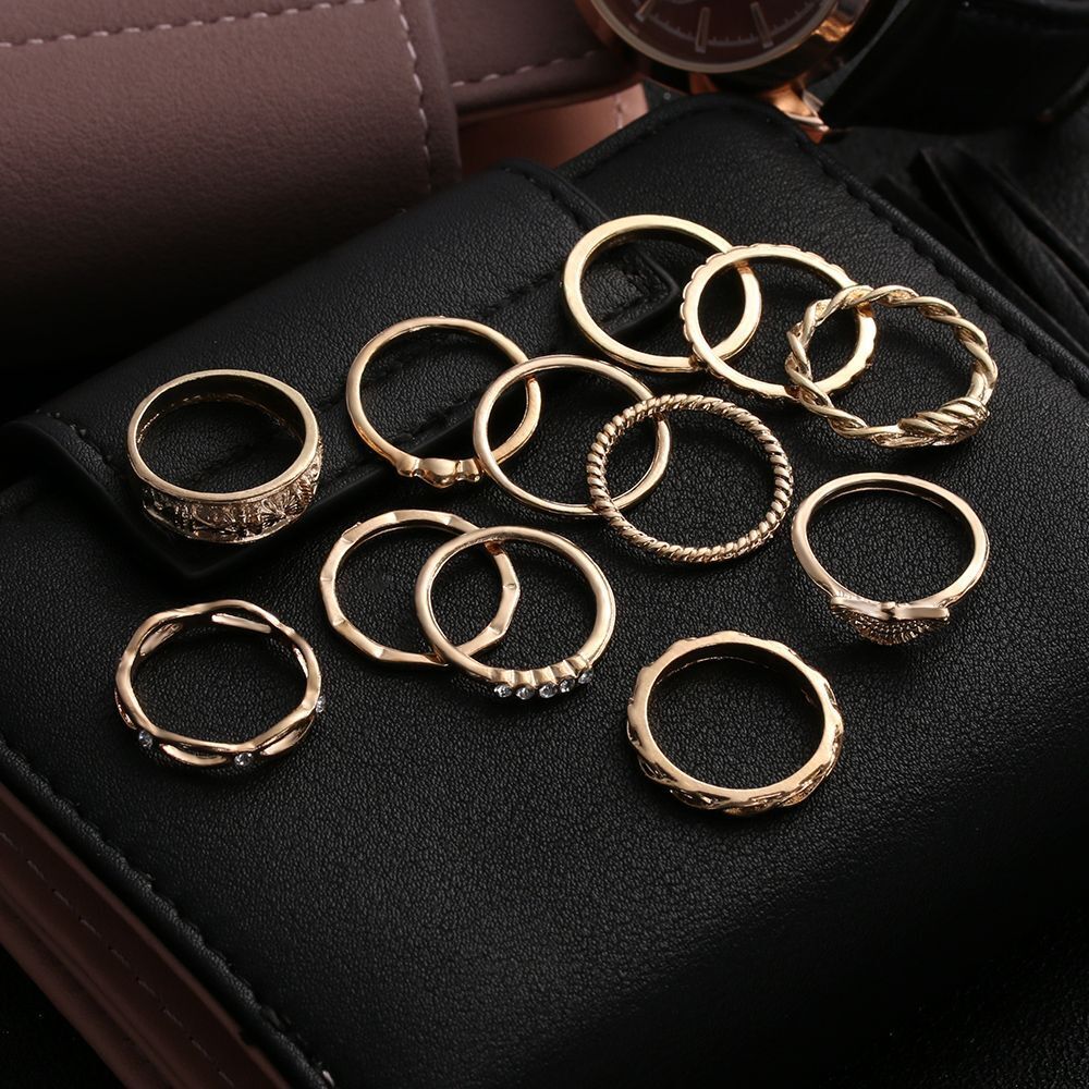 Punk Band Women  Boho Jewelry Stacking Knuckle Finger Ring Crystal Rhinestone