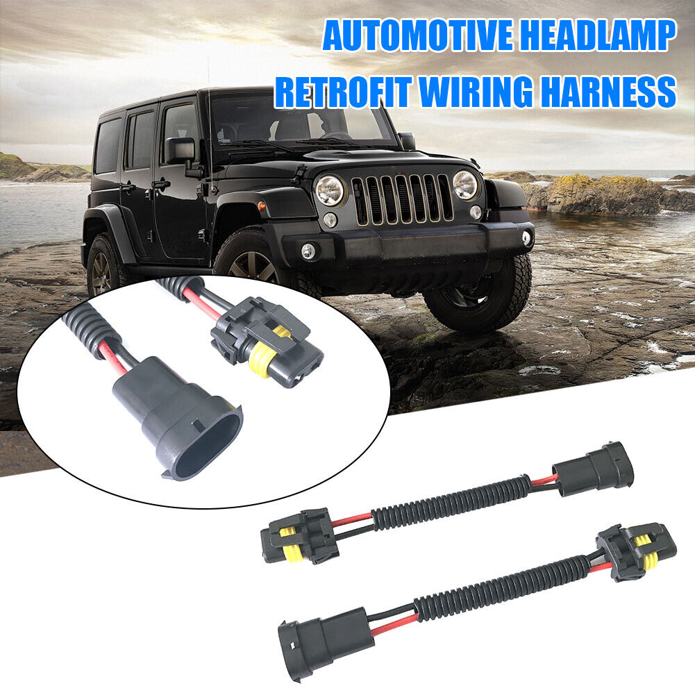 2pcs H11 Male to 9005 9006 Female Wiring Harness Headlight Adapter Socket