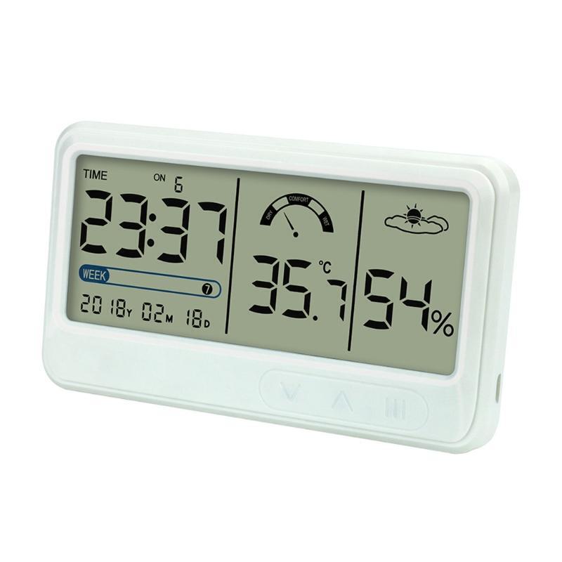 Thermometers Accurate Temperature Humidity Monitor Meter w/ Time & Alarm Clock