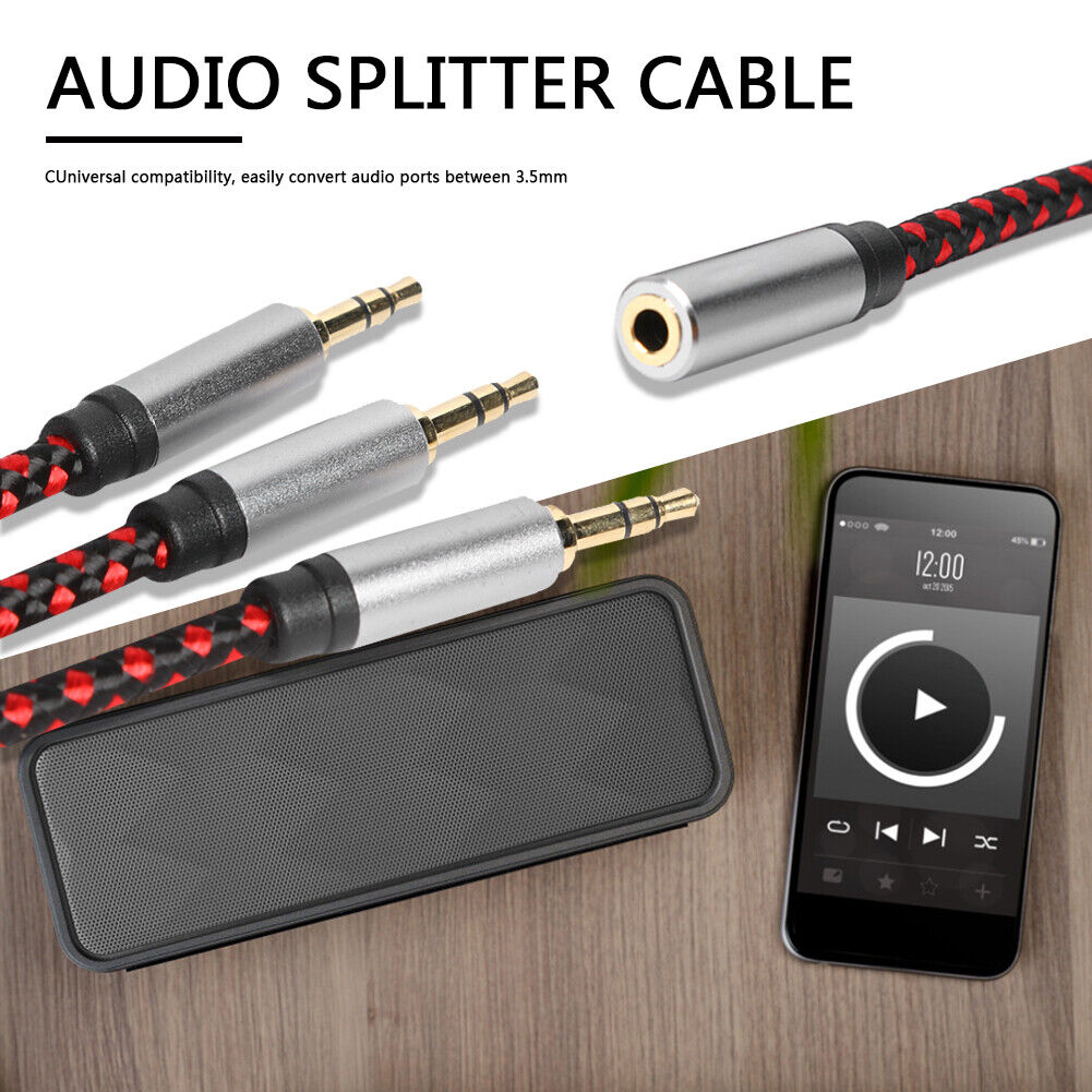 3.5mm Audio Splitter Adapter Cable 1 Female to 3 Male AUX Extension Cord