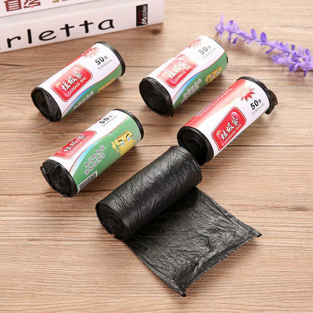 Black Portable Household Garbage Bags Home Waste Trash Bags Large Rolls