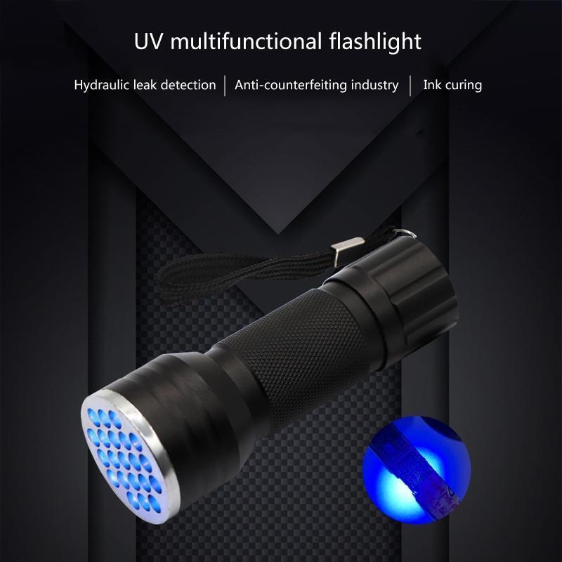 21 LED 395 nm Ultraviolet Blacklights Detector Battery Power for Dog Pet Stains