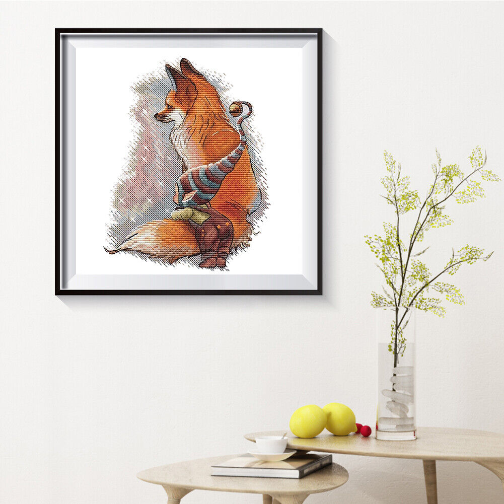 Partial Embroidery DIY Fox Dwarf Needlework 14CT Counted Kit Cross Stitch