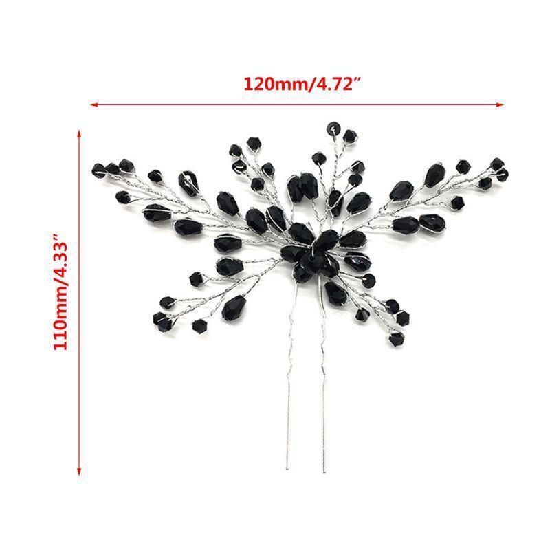 Bride Hairpins Black Crystal Hairpin Bridal Headwear Jewelry Women Lady Luxury