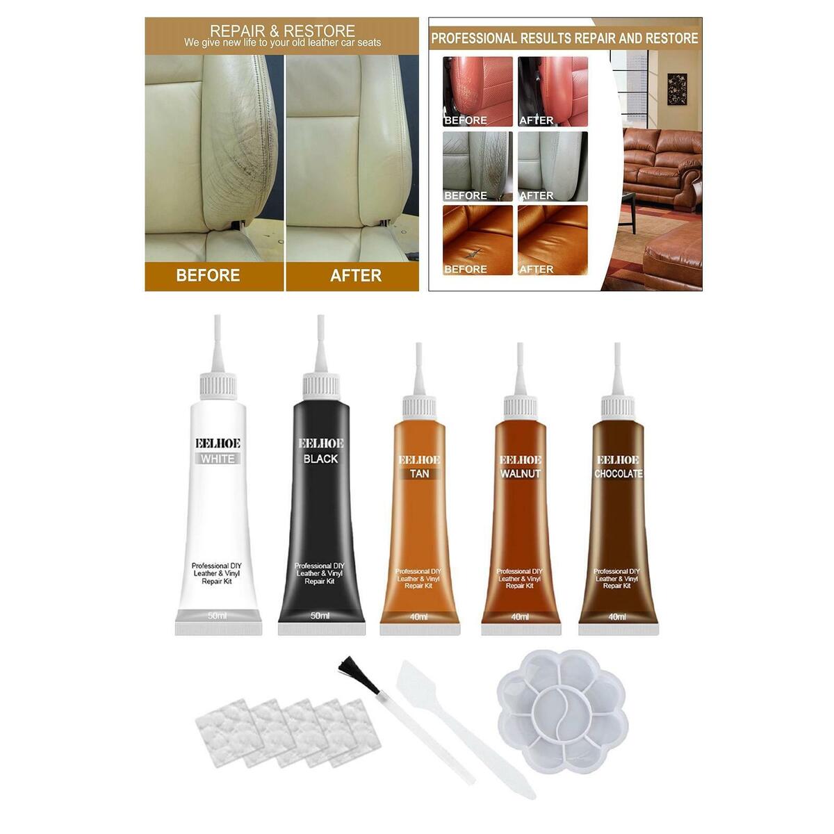 Leather Repairs Kit Complementary Color Repair  for Couch Auto Seat Coat