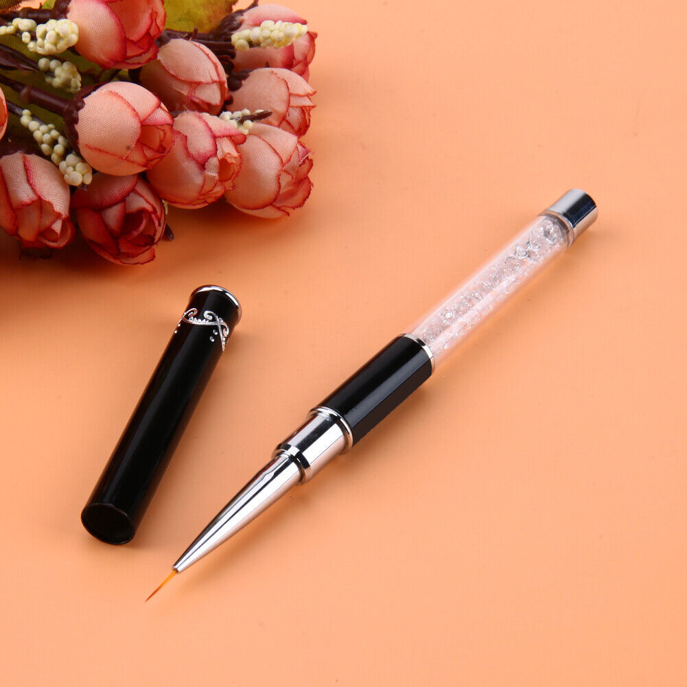 Nail Art Painting Brush Pen Rhinestone Crystal Acrylic Handle Carving Liner