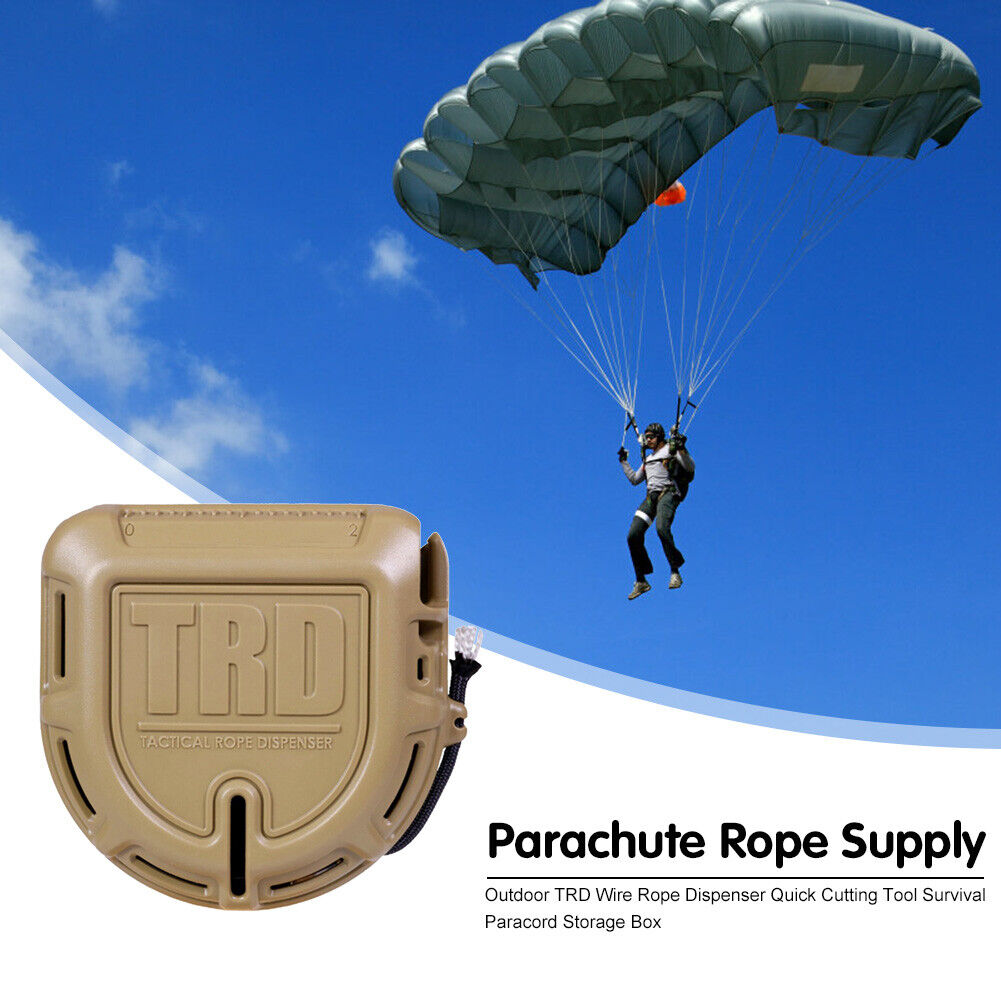 Outdoor Rope Dispenser Paracord Storage Box for Survival Emergency (Camel)