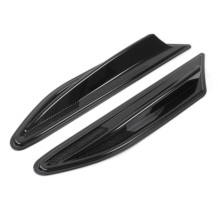 2x Glossy Black Side Fender Fin Air Outlet Vents Cover Decoration Trim Universal