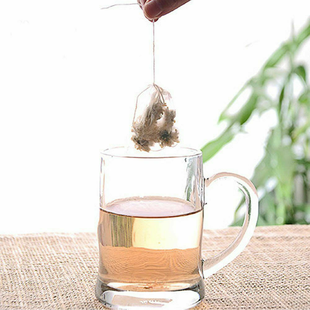 50pcs Empty Teabag String Heat Seal Filter Paper Herb Loose Tea Bag White
