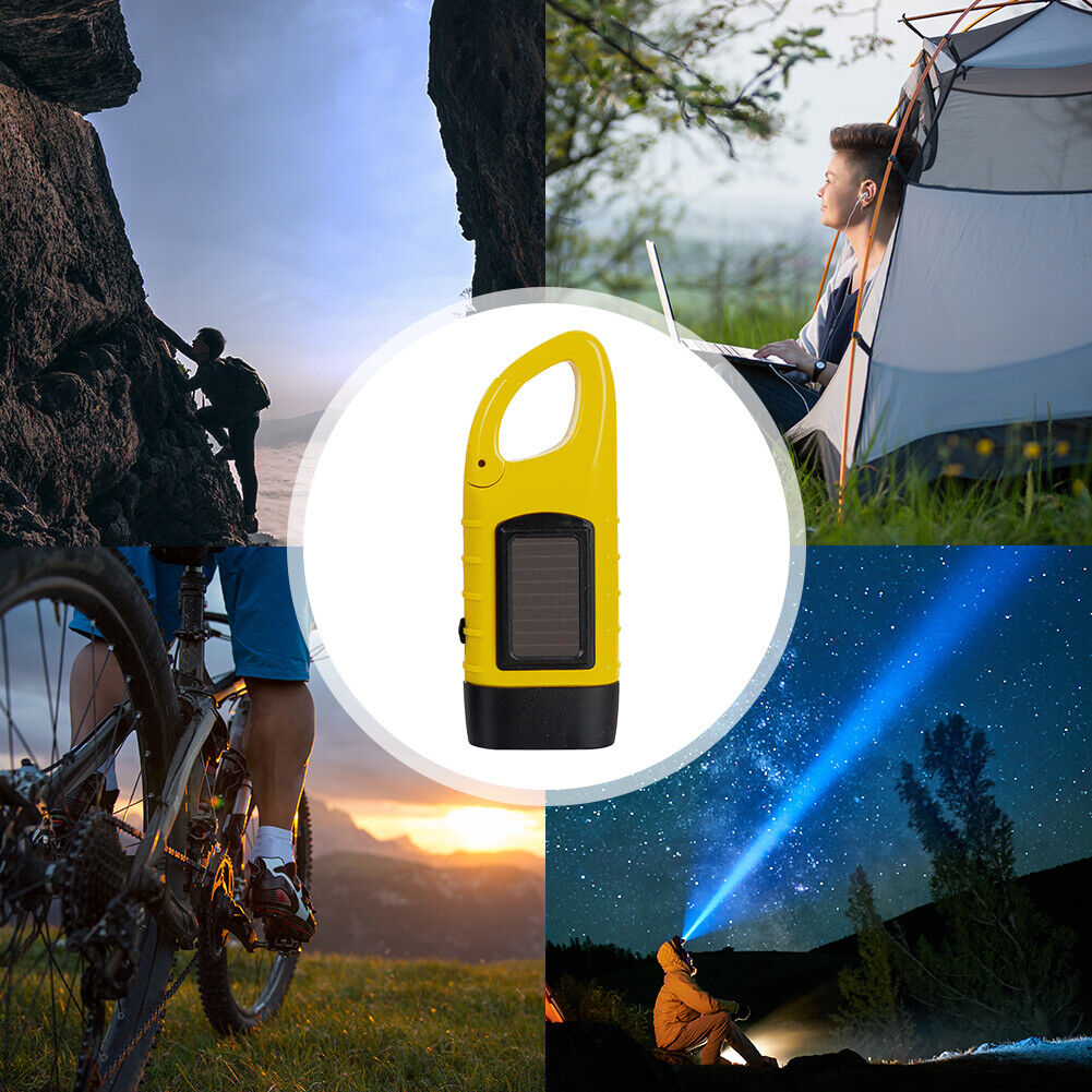 Hand Crank Solar Dynamo Torch Lamp Outdoor Emergency LED Flashlight (yellow