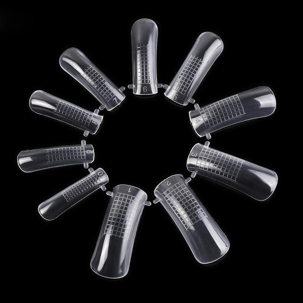 100pcs Gel False Nail Tips Clear Cover Acrylic Nail Mold with Scale Tool
