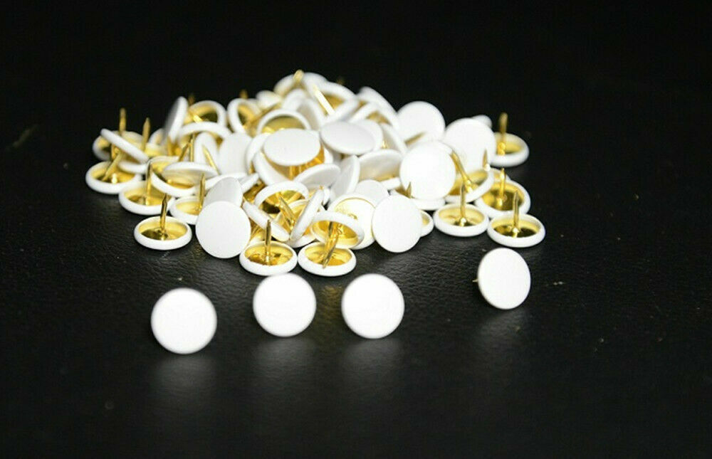 50Pcs Drawing Pins White Thumb Tacks Push Brass Assorted Colours Board Cork