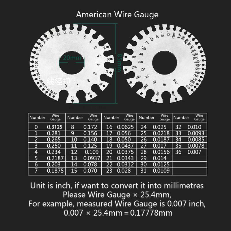 Round Cable Sheet Stainless Steel SWG Wire Gage Standard Thickness Metal Gauge