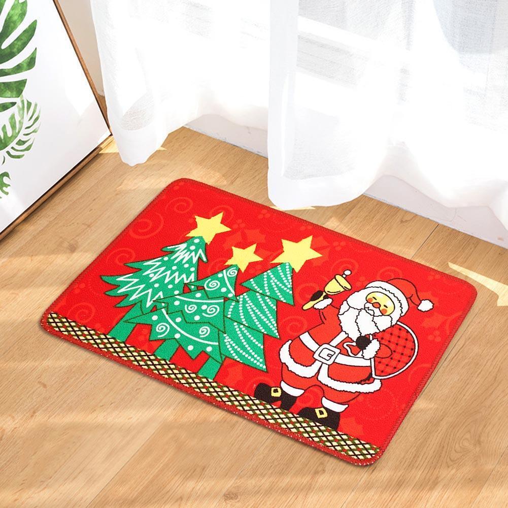 Christmas Santa Claus Tree Non Slip Water Absorbent Floor Rugs Carpet Mats