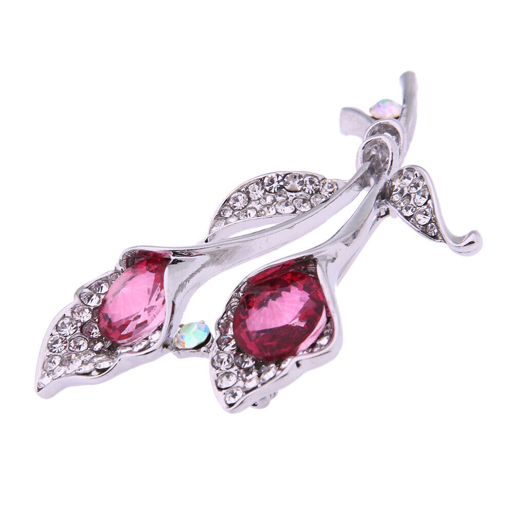 Alloy Bouquet with Diamond Dinner Party Brooch 30*61mm (Pink)