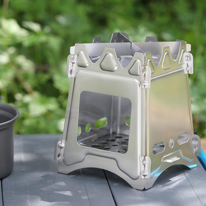 Stainless Steel Stove Camping Collapsible Wood Burner for Picnic Hiking Barbecue
