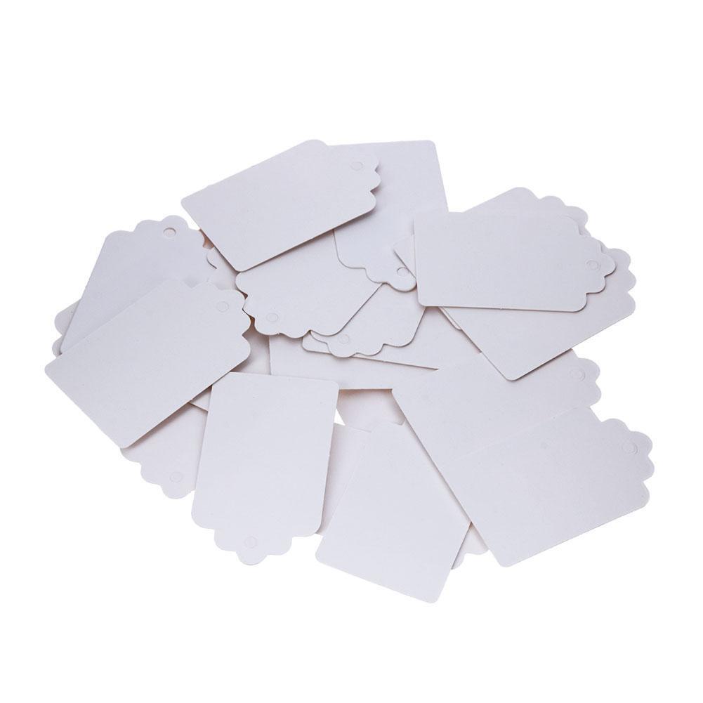 100pcs Blank Label Cards Kraft Paper Wedding Gifts DIY Hanging Tag(White)