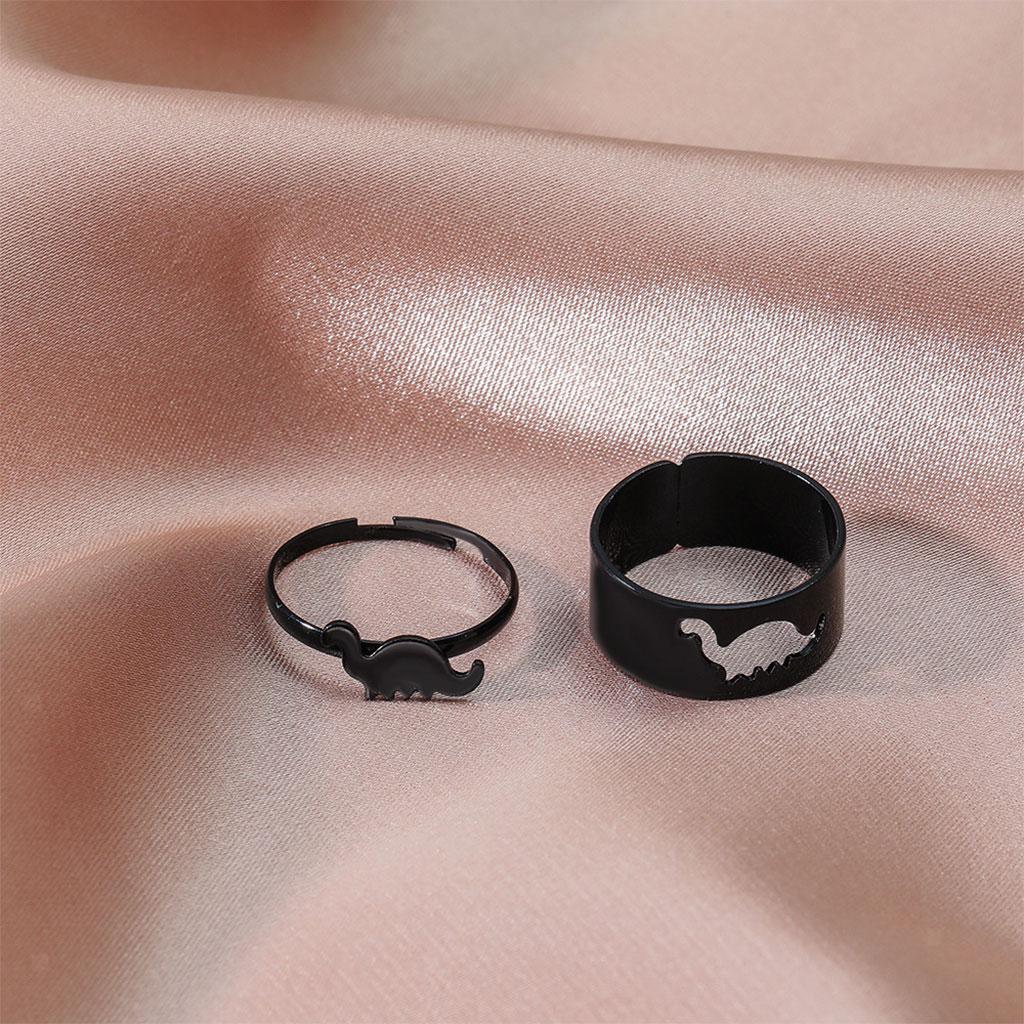 2x Matching Dinosaur Couple Rings Set Stackable Band Rings  for