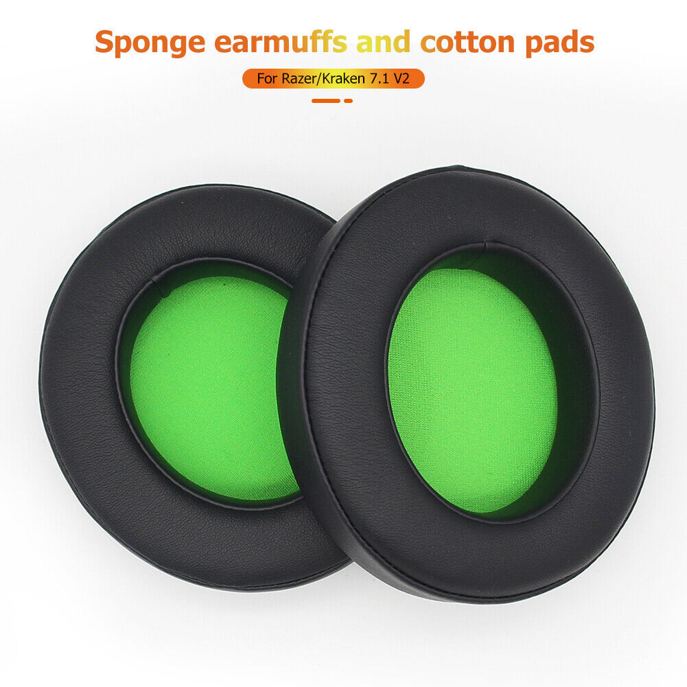 2x Leather Foam Gaming Headset Replacement Ear Pads for Razer Kraken 7.1 V2