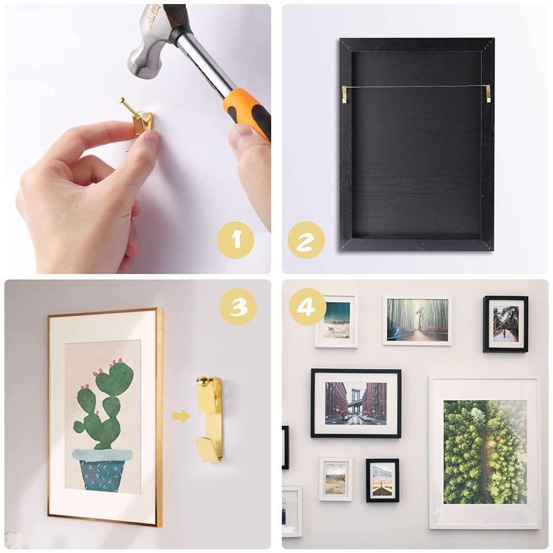 Picture Hangers 100 Pcs Metal Photo Album Hangers Hook 30LB Capacity