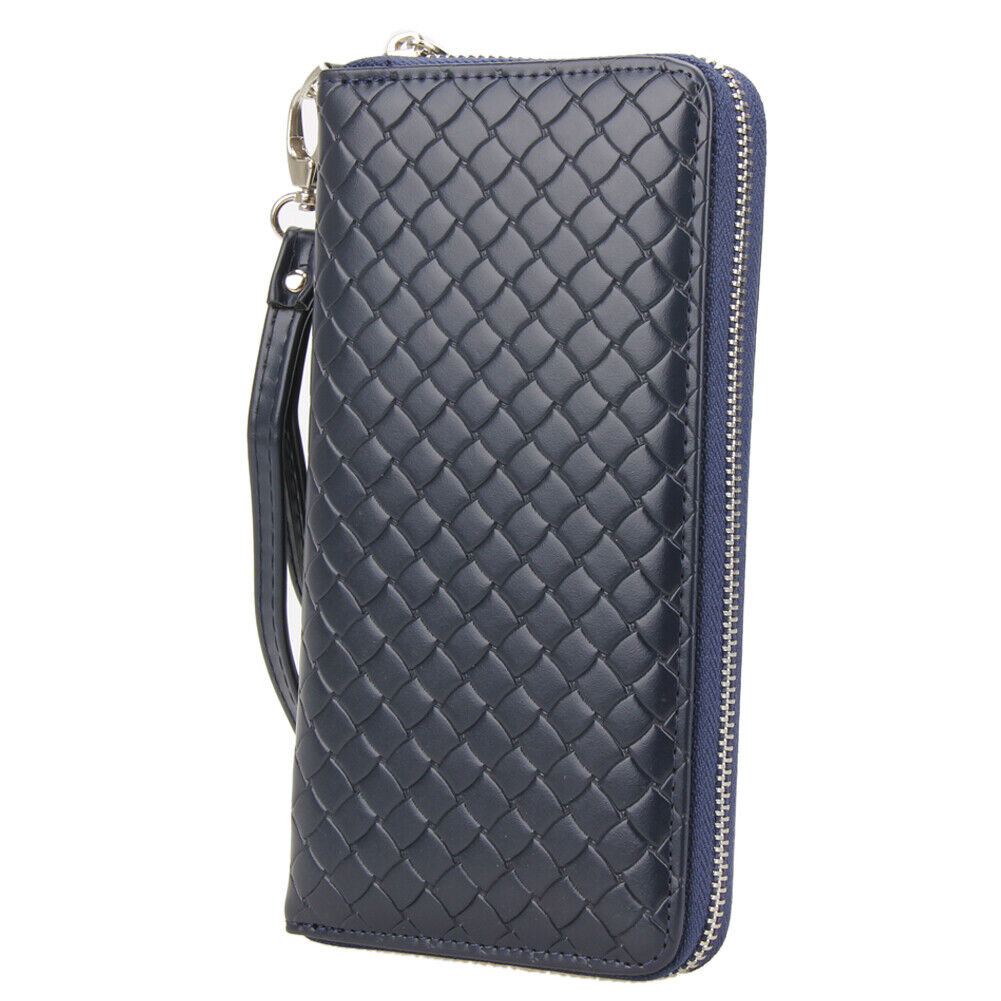 PU Long Leather Wallet Men Card Holder Business Clutch Handbag (Blue)-12463
