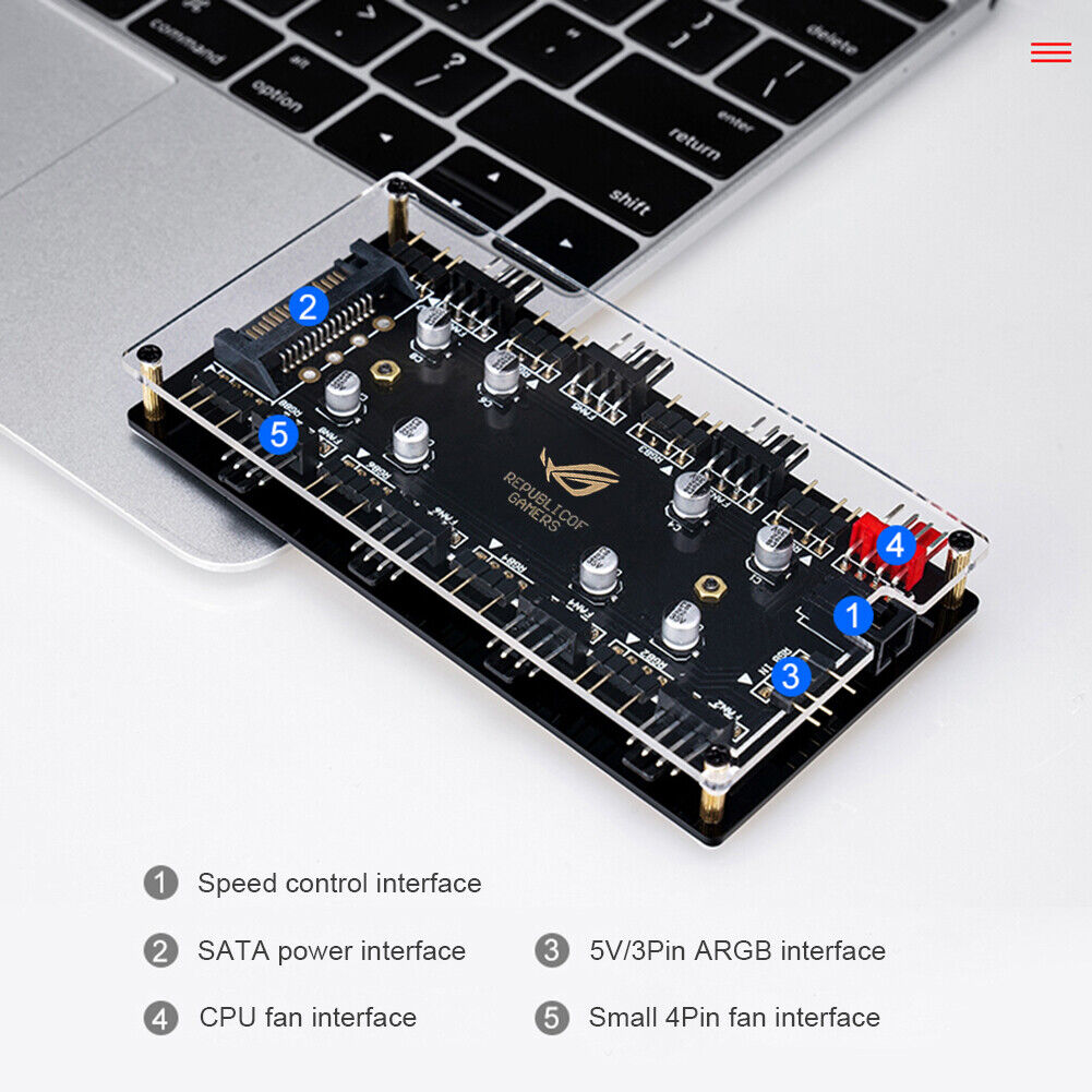 1 to 8 Multi Way Splitter RGB PWM Hub Controller Adapter (5V 3Pin+Shell)