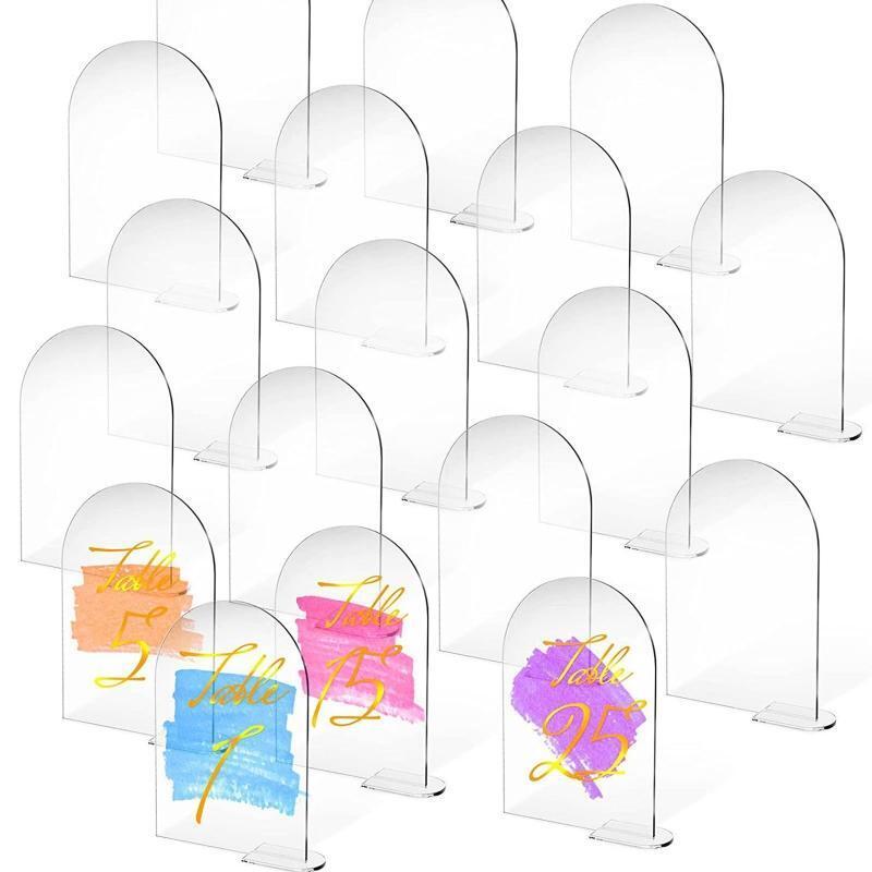 5pcs DIY Acrylic Arch Table Number Clear Acrylic Sign with Stand for Party Decor