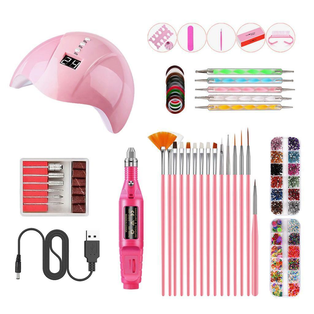 12 lot Nail Dryer Light Polisher  Glitters Charms Painting Brushes
