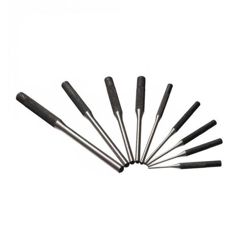 9 Pcs Steel Multi Size Round Head Pins Punch Set Grip Roll Pins Punch Tool Kit
